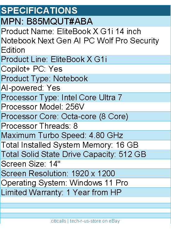 HP B85MQUT#ABA EliteBook X G1i 14" Notebook Next Gen AI PC - WUXGA - 1920 x 1200