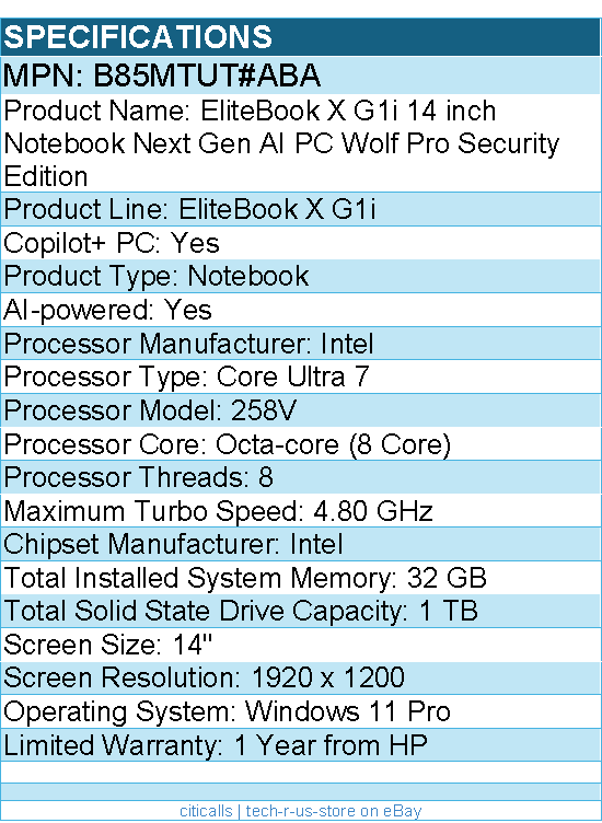 HP B85MTUT#ABA EliteBook X G1i 14" Notebook Next Gen AI PC - 1920 x 1200