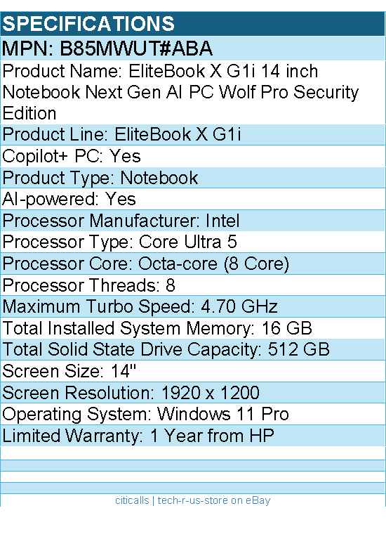HP B85MWUT#ABA EliteBook X G1i 14" Notebook Next Gen AI PC - WUXGA - 1920 x 1200