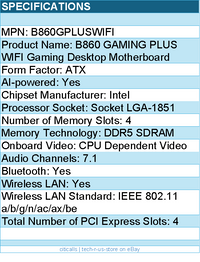 MSI B860GPLUSWIFI B860 GAMING PLUS WIFI Gaming Desktop Motherboard