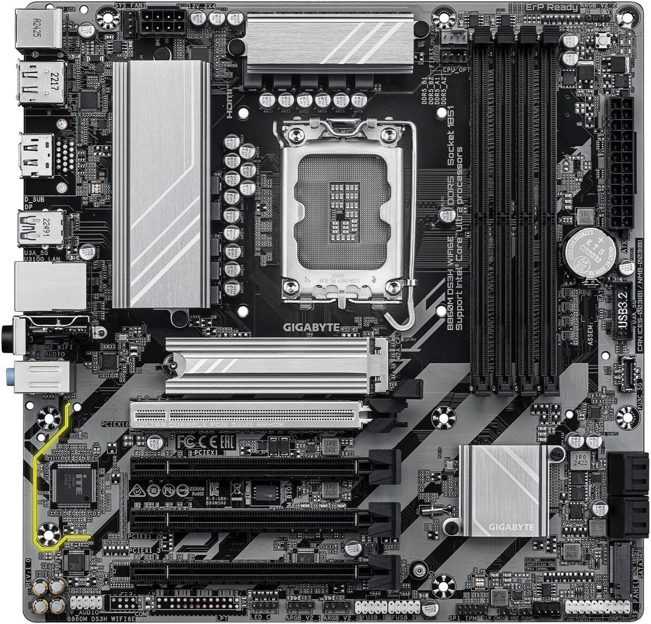 Gigabyte B860M DS3H WIFI6E Intel Core Ultra (Series 2) LGA 1851 Motherboard