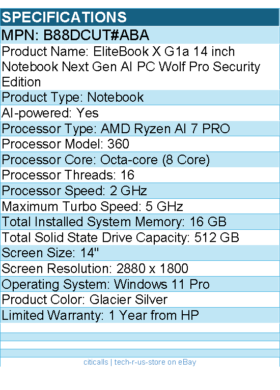 HP B88DCUT#ABA EliteBook X G1a 14" Notebook Next Gen AI PC - 2.8K - 2880 x 1800