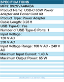 HP Poly B92SVAA#ABA USB-C 65W Power Adapter and Power Cord Kit