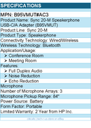 HP Poly B95VMUT#AC3Sync 20-M Speakerphone USB-C/A Adapter (B95VMUT)