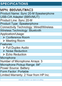 HP Poly B95VMUT#AC3Sync 20-M Speakerphone USB-C/A Adapter (B95VMUT)