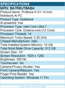 HP BA7R6UT#ABA ProBook 4 G1i 14" Notebook - Intel Core Ultra 7 - Pike Silver