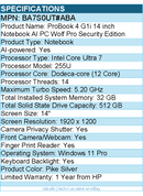 HP BA7S0UT#ABA ProBook 4 G1i 14" Notebook - WUXGA - 60 Hz - Intel Core Ultra 7