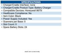 Honeywell BAT-SCN10 24 bay 8675i battery charger with power supply