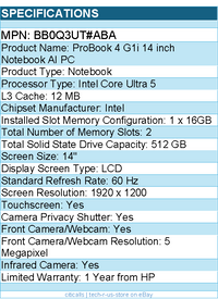 HP BB0Q3UT#ABA ProBook 4 G1i 14" Touchscreen Notebook - WUXGA - 60 Hz