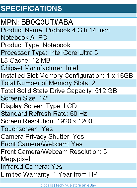HP BB0Q3UT#ABA ProBook 4 G1i 14" Touchscreen Notebook - WUXGA - 60 Hz