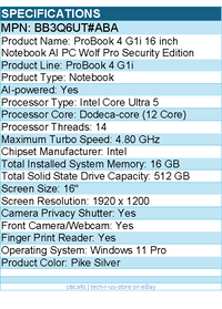 HP BB3Q6UT#ABA ProBook 4 G1i 16" Notebook - WUXGA - 60 Hz - Intel Core Ultra 5