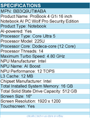 HP BB3Q9UT#ABA ProBook 4 G1i 16" Touchscreen Notebook - Intel Core Ultra 5 225U