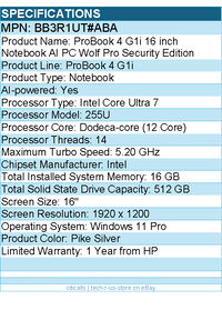 HP BB3R1UT#ABA ProBook 4 G1i 16" Notebook - Intel Core Ultra 7 255U