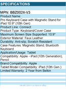Belkin BBZ002tt-V3 Keyboard/Cover Case for 10.9" Apple iPad (10th Generation)
