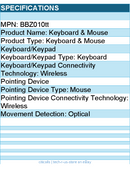 Belkin BBZ010tt Wireless Keyboard and Mouse Combo for Windows OS - Black