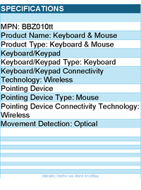 Belkin BBZ010tt Wireless Keyboard and Mouse Combo for Windows OS - Black