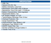 Eaton BC850RNC 850VA 450W 120V Standby Cloud-Connected UPS w/ Remote Monitoring