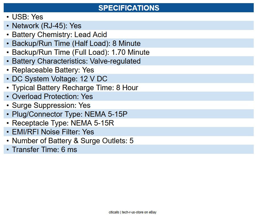 Eaton BC850RNC 850VA 450W 120V Standby Cloud-Connected UPS w/ Remote Monitoring