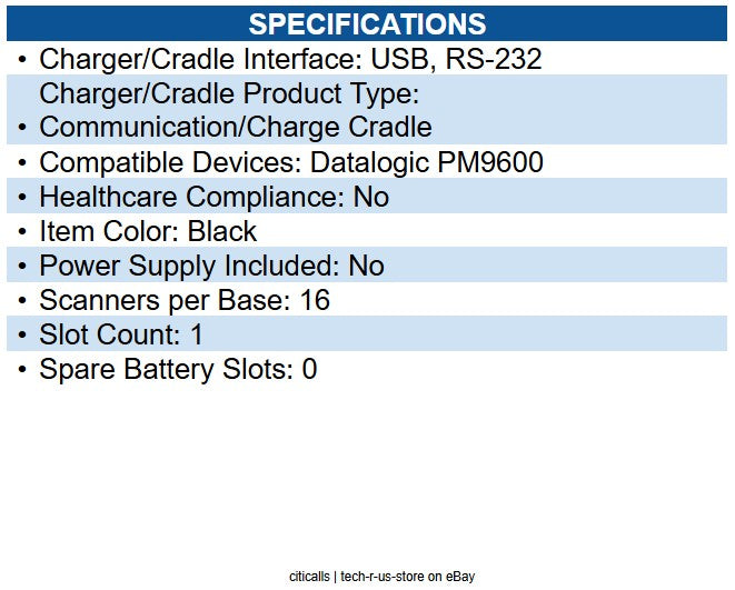 Datalogic BC9630-910 Cradle Docking - Bar Code Scanner - Charging Capability