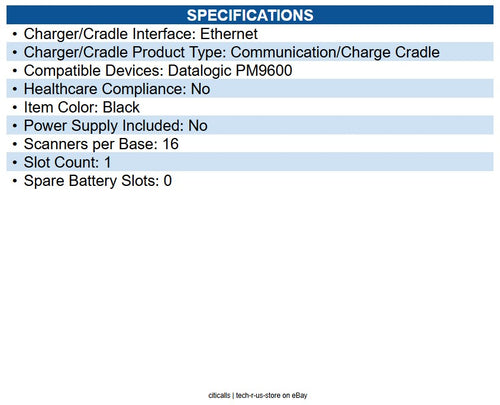 Datalogic BC9681-910-N200 Cradle Bar Code Scanner - Charging Capability - Sync