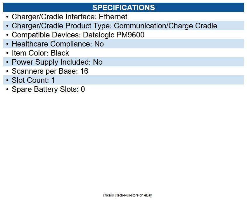 Datalogic BC9681-910-N200 Cradle Bar Code Scanner - Charging Capability - Sync