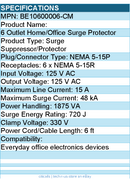 Belkin BE10600006-CM 6 Outlet Power Strip Surge Protector with 6ft Power Cord
