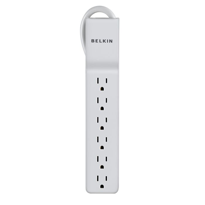 Belkin BE106000-2.5 6 Outlet Home/Office Surge Protector - 2.5 foot Cable -White