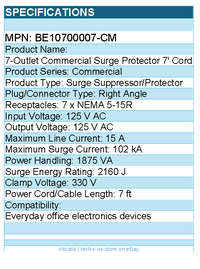 Belkin BE10700007-CM 7-Outlet Commercial Surge Protector, 7 ft Cord