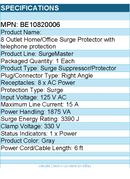 Belkin BE10820006 8-Outlet Surge Protector - 6ft Cord - Right Angle Plug - 3550J