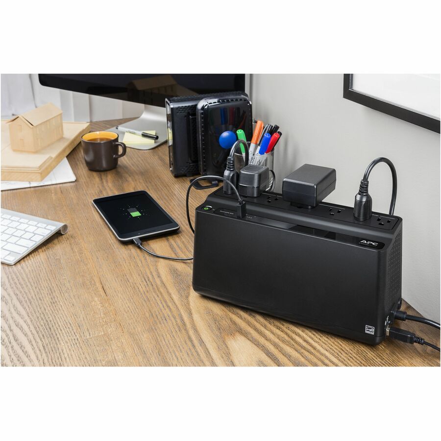 APC BE600M1 Back-UPS 600VA, 120V, 1 USB charging port, 7 NEMA outlets (2 surge)