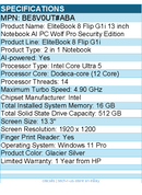 HP BE8V0UT#ABA EliteBook 8 Flip G1i 13.3"Touchscreen Convertible 2 in 1 Notebook