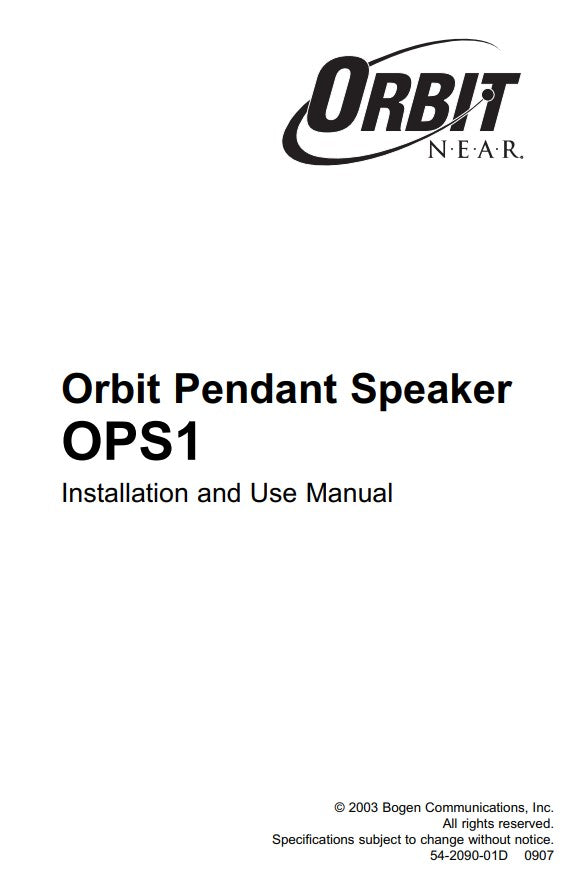 Bogen OPS1 OPS1B Orbit Pendant Hanging Speaker Black 140-Deg 70V MDT MLS