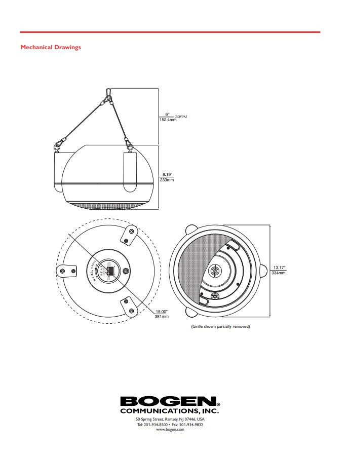 Bogen OPS1 OPS1B Orbit Pendant Hanging Speaker Black 140-Deg 70V MDT MLS