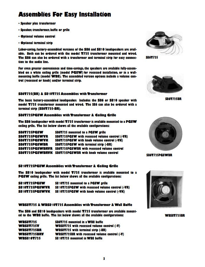 Bogen S86T725 S86T725PG8W Ceiling Speaker 8-Inch Off-White Grille 7W 70V