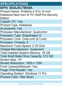HP BG6J9UT#ABA ProBook 4 G1q 14" Copilot+ PC Notebook - Pike Silver