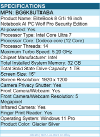 HP BG6K8UT#ABA EliteBook 8 G1i 16" Notebook - Intel Core Ultra 7 255U