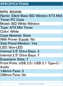 be quiet! BGW40 PC Case - Silent Base 802 Window White TG EATX ATX MATX MITX ATX