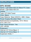 be quiet! BGW65 Computer Case - LIGHT BASE 600 DX Black ATX Retail