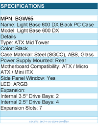 be quiet! BGW65 Computer Case - LIGHT BASE 600 DX Black ATX Retail