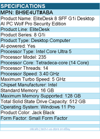 HP BH9E4UT#ABA EliteDesk 8 G1i Desktop Computer - Intel Core Ultra 5 235