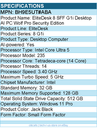 HP BH9E5UT#ABA EliteDesk 8 G1i Desktop Computer - Intel Core Ultra 5 235
