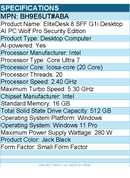 HP BH9E6UT#ABA EliteDesk 8 G1i Desktop Computer - Intel Core Ultra 7 265