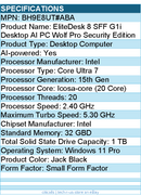 HP BH9E8UT#ABA EliteDesk 8 G1i Desktop Computer - Intel Core Ultra 7 15th Gen