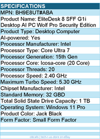 HP BH9E8UT#ABA EliteDesk 8 G1i Desktop Computer - Intel Core Ultra 7 15th Gen