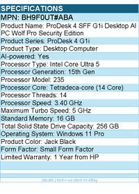 HP BH9F0UT#ABA ProDesk 4 G1i Desktop Computer - Intel Core Ultra 5 15th Gen 235
