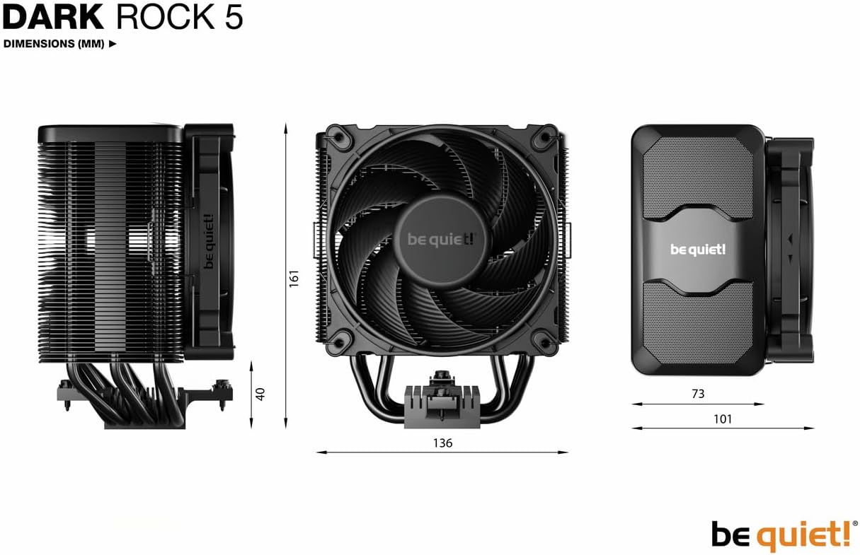 be quiet! BK035 DARK ROCK 5 CPU Cooler - 4 Pin - 2100 RPM - Black Retail