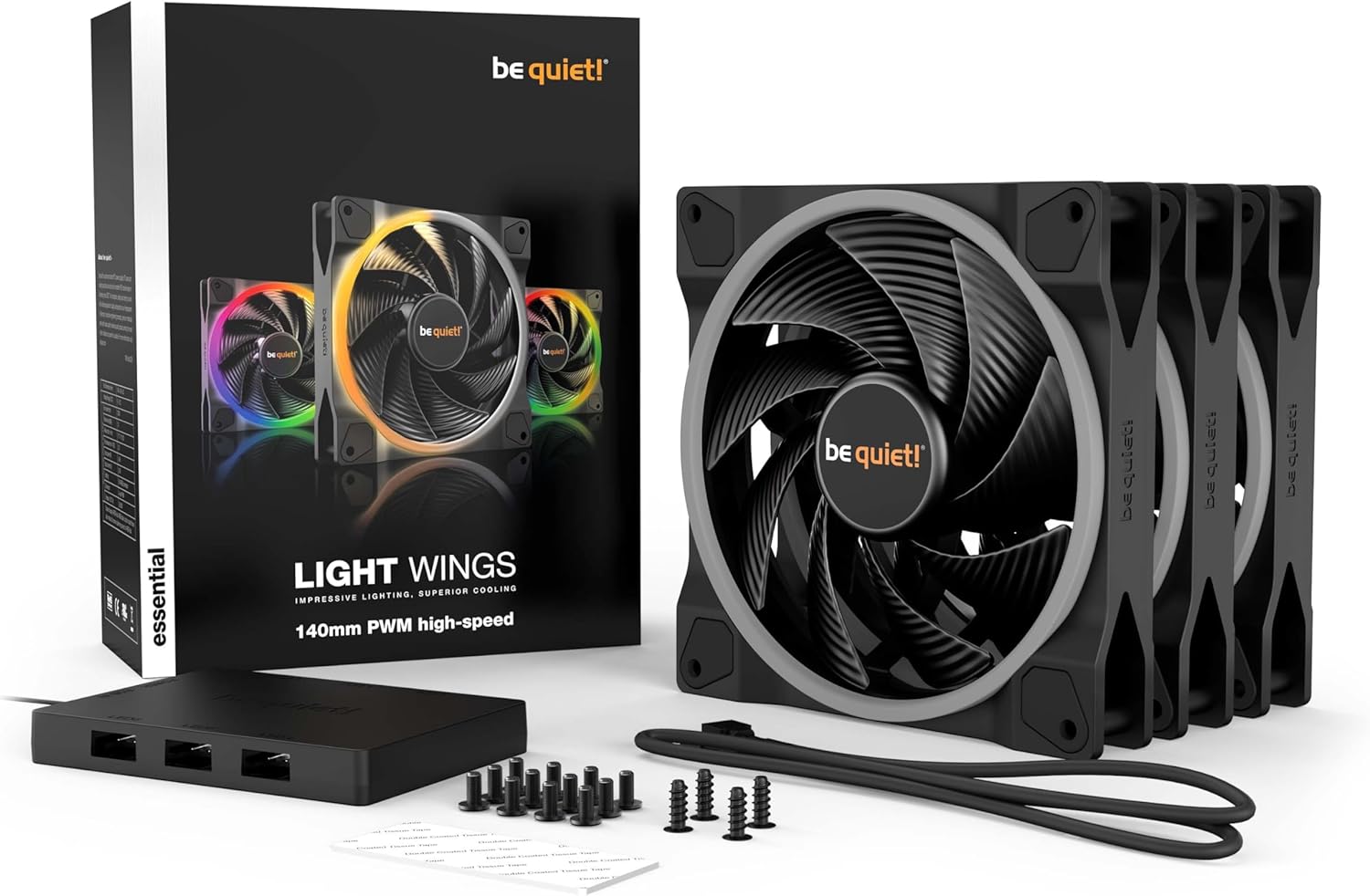 be quiet! BL079 Fan - Light Wings 140mm PWM high-speed 3xFans ARGB LED Black RTL