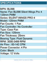 be quiet! BL098 Fan - Silent Wings Pro 4 120mm PWM Black Retail