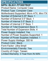 In Win  BL631.FF300TB3F Computer Case - Black - 5 x Bay - 1 x 300 W