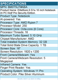 HP BM0T5UT#ABA EliteBook 6 G1a 16" Notebook - WUXGA - 60 Hz - AMD Ryzen 7